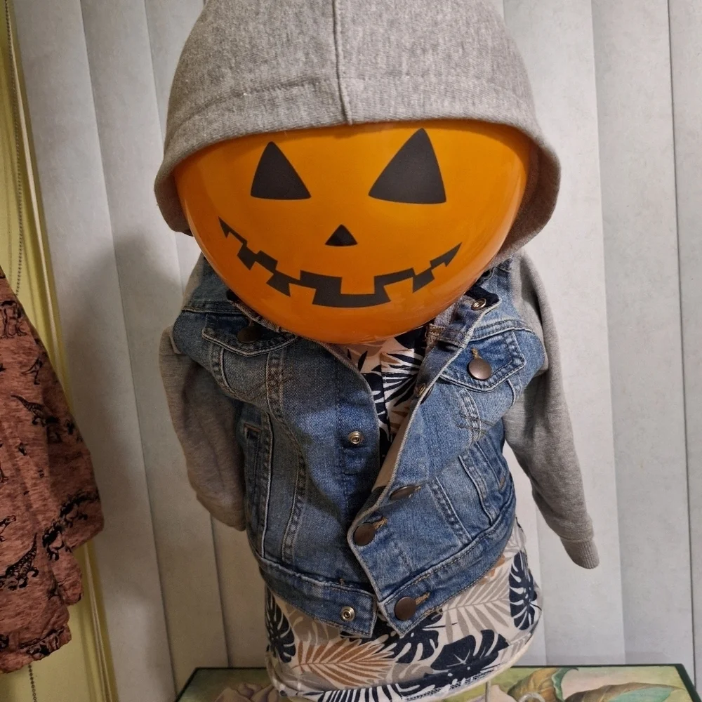 Kids Wonder Nation Denim and Gray Hoodie Jacket 12M